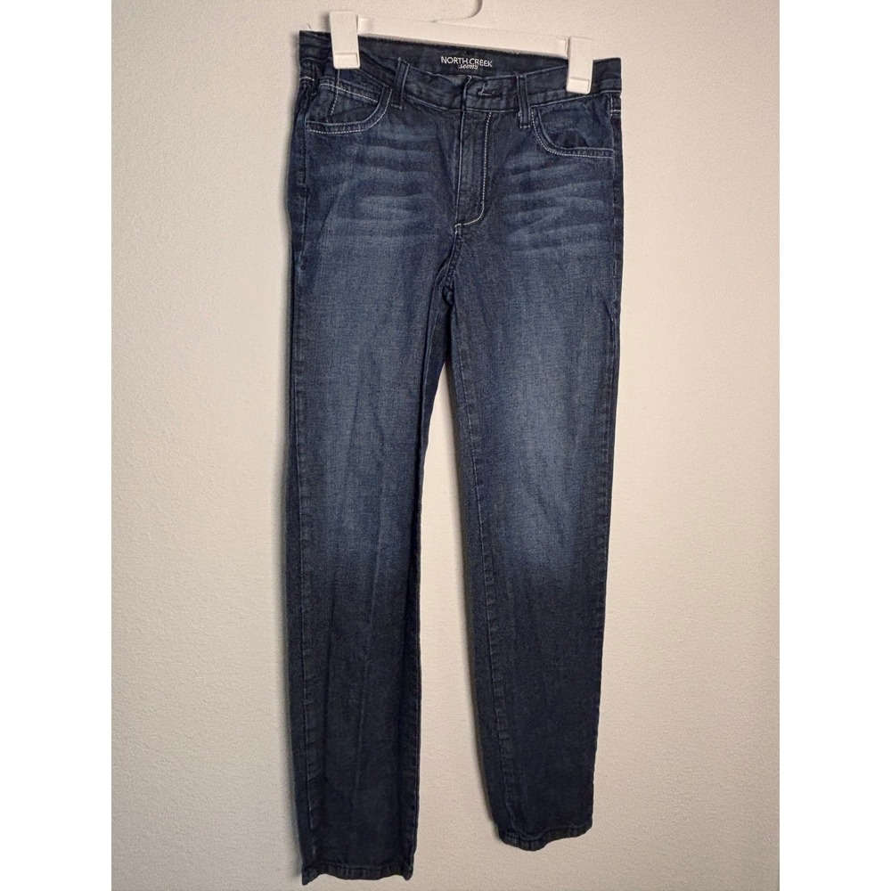 North Creek Teens Dark Wash Straight Leg Jeans Shadow Pocket Detail 27x28.5